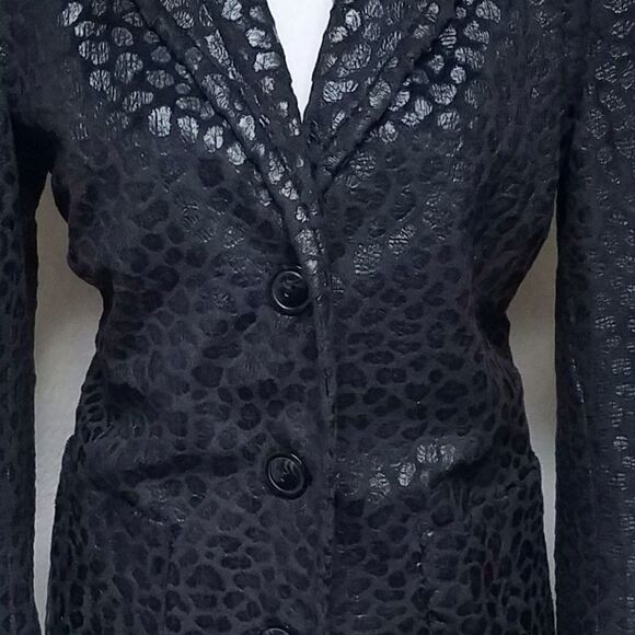 VINTAGE 90s Erin London Black Vegan Leather Jacket - Picture 4 of 11